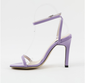 Stiletto-Heel Sandals with a Thin Ankle Strap and a Single Buckle